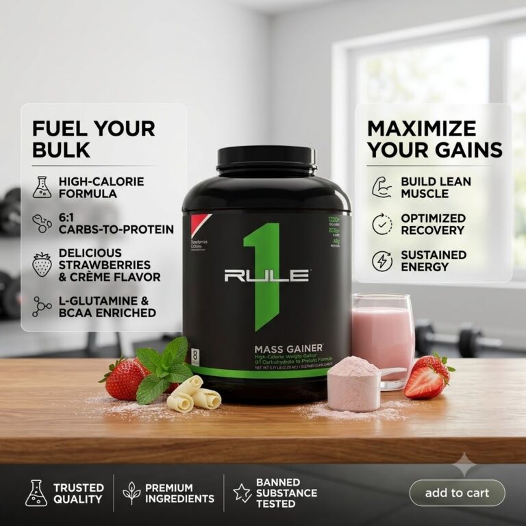 Rule 1 Weight Gainer 5.7 lb Strawberry Creme | Premium Mass Gainer Protein for Men & Women