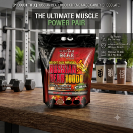 Russian Bear Xtreme 10000, Russian Bear 15lbs, Weight Gainer Pakistan, Buy Russian Bear Online, Original Russian Bear, Mass Gainer Pakistan, High Calorie Weight Gainer, Muscle Building Supplement, Gym Supplements Pakistan, Best Weight Gainer Pakistan