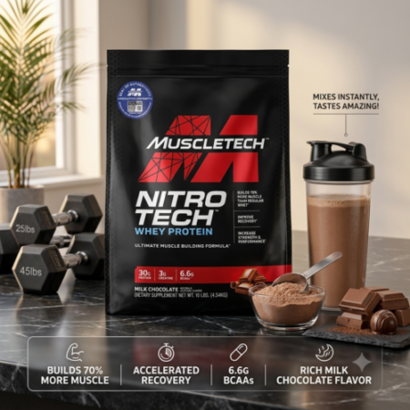 100% Original Nitro Tech Whey Protein 10-LBS Gym Supplement