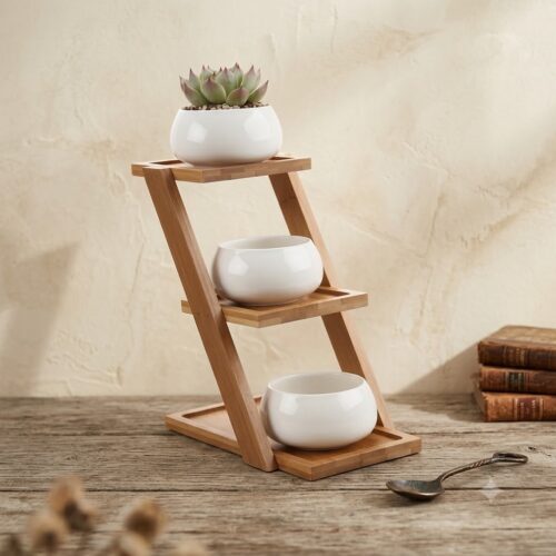 Outdoor wooden plant stand