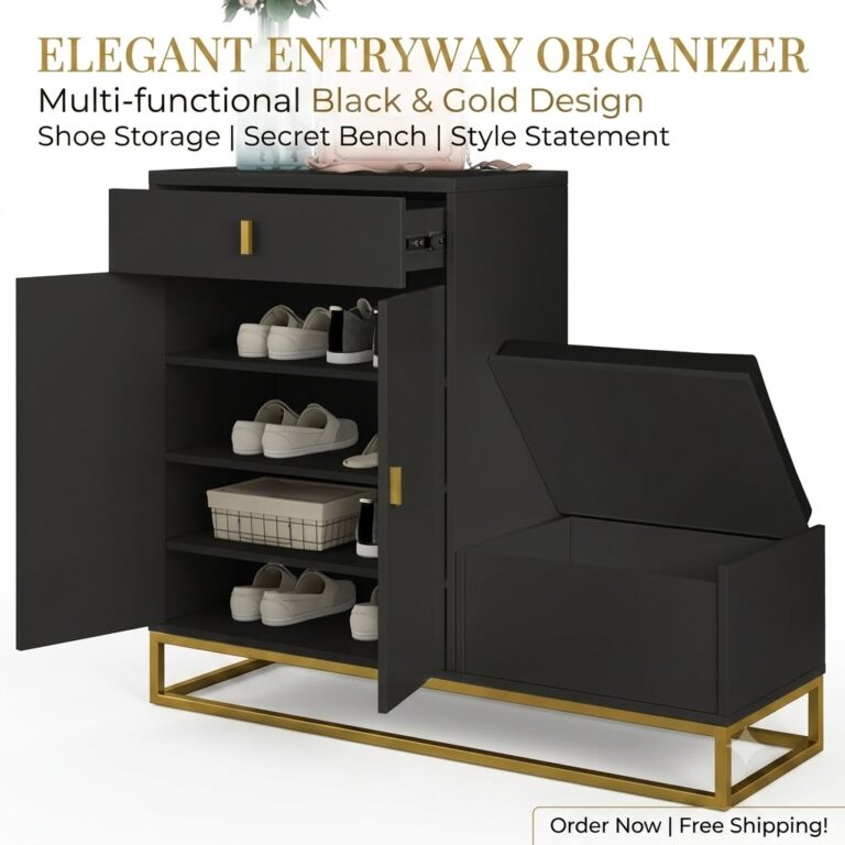 Shoe organizer cabinet in black colour