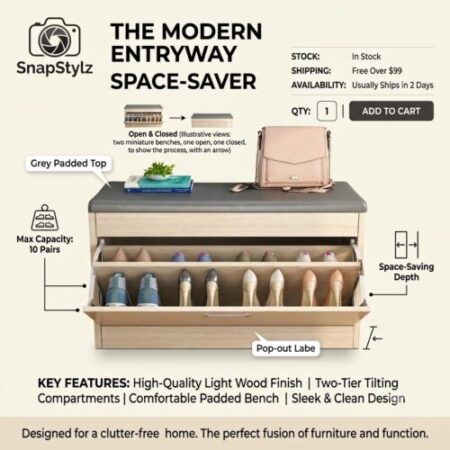 Modern Space Saving Shoe Rack | Wooden Shoe Storage Cabinet | Buy Online